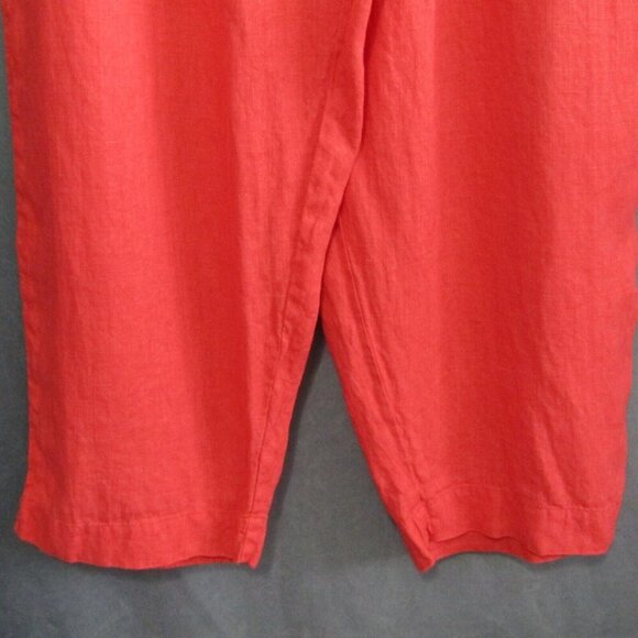 Chicos Design 100% Linen Coral Capri Pants Women Size XL 3 Pull On Crop Wide Leg - Picture 3 of 8